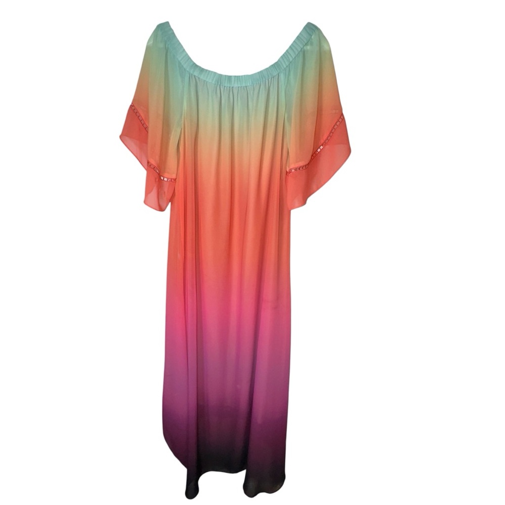 Trina Turk Tunic Maxi Dress Vacation Resort Bathing Suit Cover Up. Med.